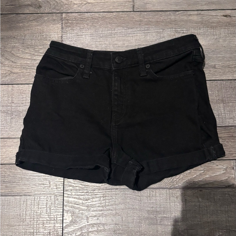Women's Black High Waisted Denim Shorts